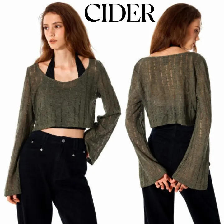 Cider  |Casual Style Sleeveless V-Neck U-Neck Long Sleeves Plain