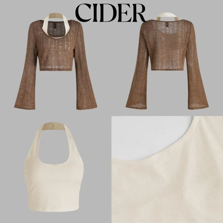 Cider  |Casual Style Sleeveless V-Neck U-Neck Long Sleeves Plain