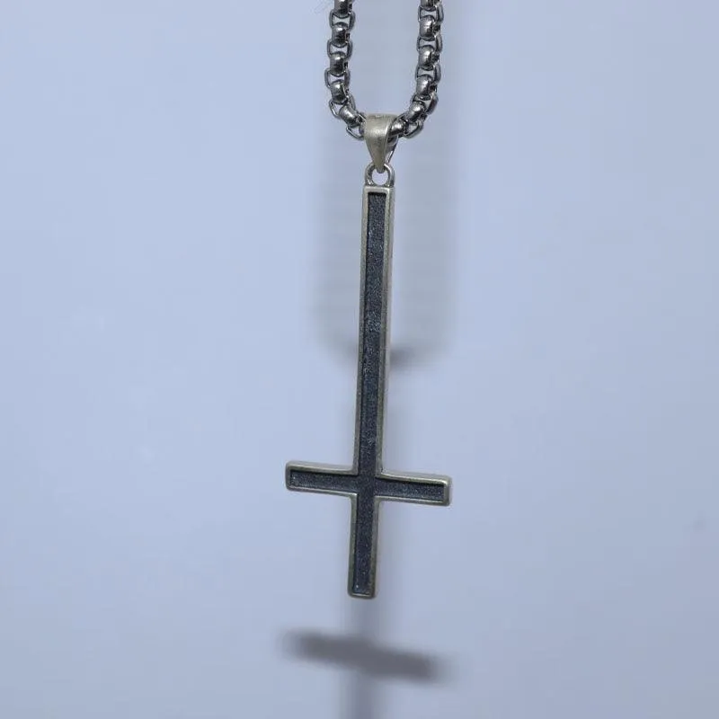 Classic Inverted Satanic Cross Pendant Necklace