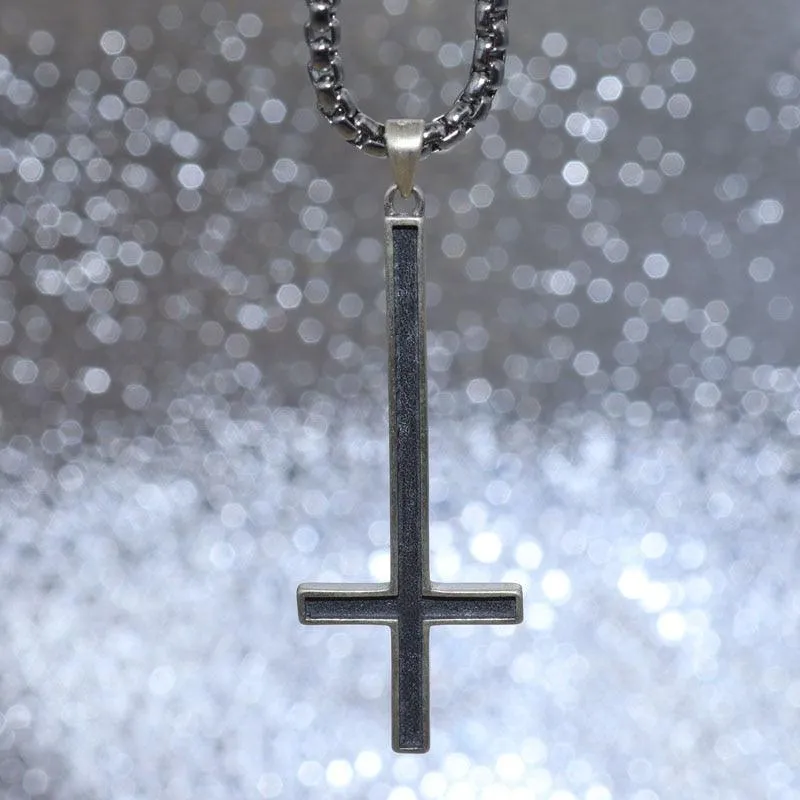 Classic Inverted Satanic Cross Pendant Necklace