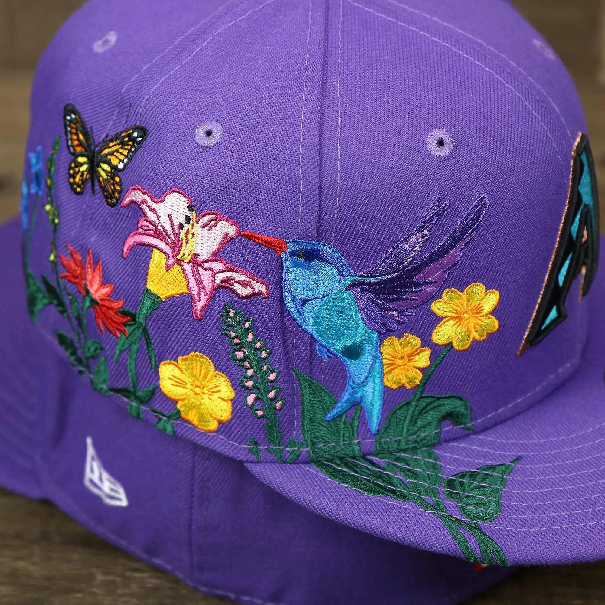 Cooperstown Arizona Diamondbacks Gray Bottom Bloom Spring Embroidery 59Fifty Fitted Cap | Purple 5950 Cap