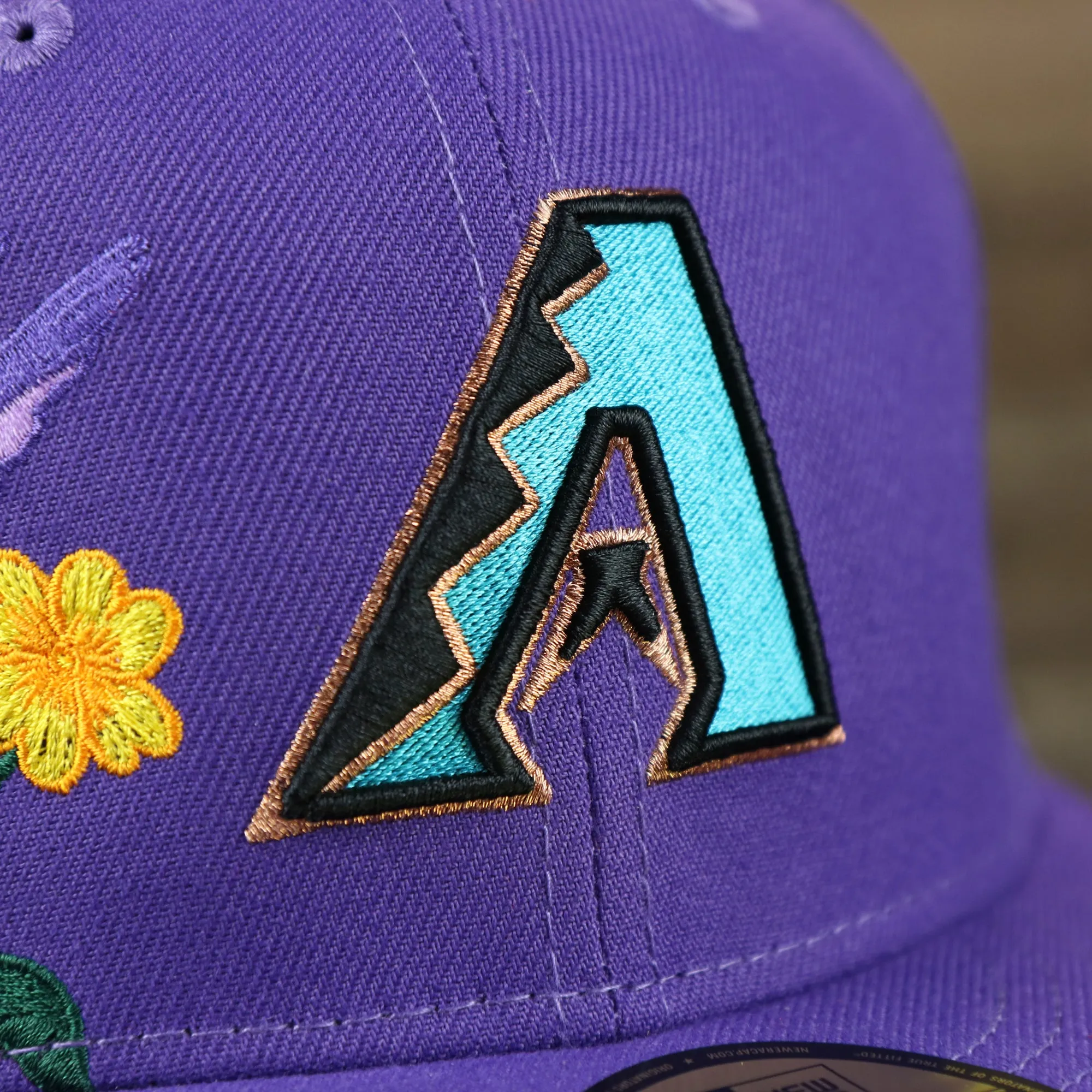 Cooperstown Arizona Diamondbacks Gray Bottom Bloom Spring Embroidery 59Fifty Fitted Cap | Purple 5950 Cap