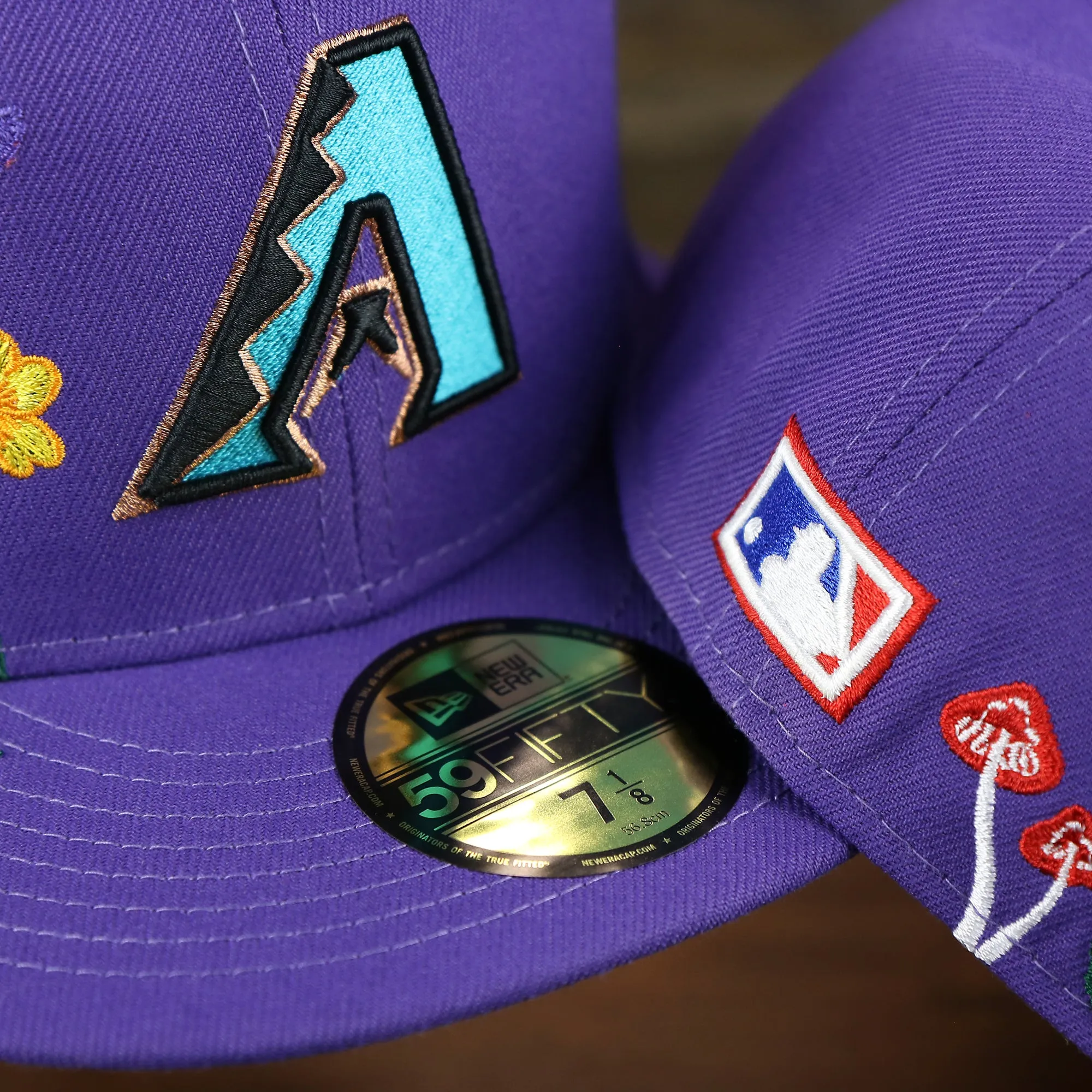 Cooperstown Arizona Diamondbacks Gray Bottom Bloom Spring Embroidery 59Fifty Fitted Cap | Purple 5950 Cap