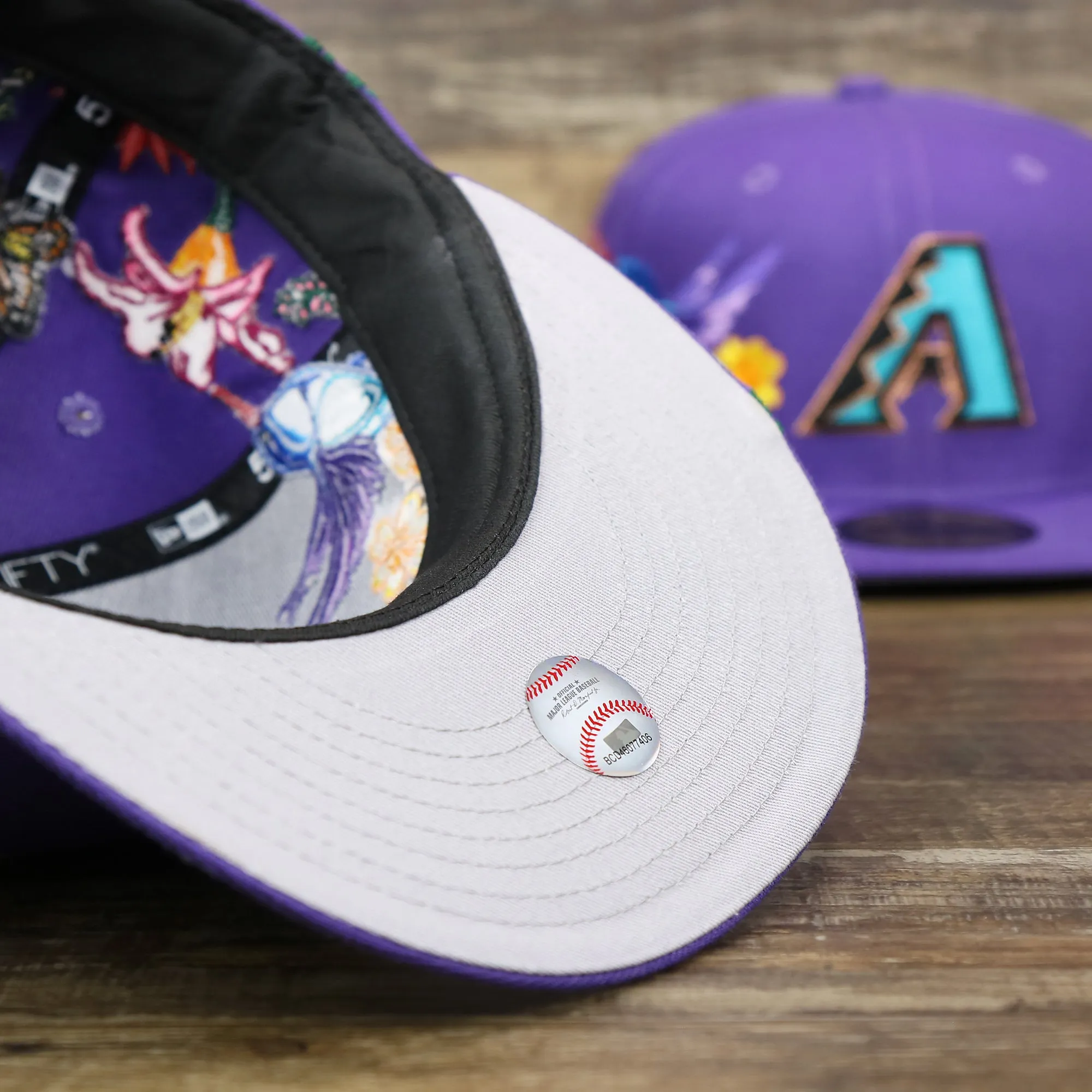 Cooperstown Arizona Diamondbacks Gray Bottom Bloom Spring Embroidery 59Fifty Fitted Cap | Purple 5950 Cap