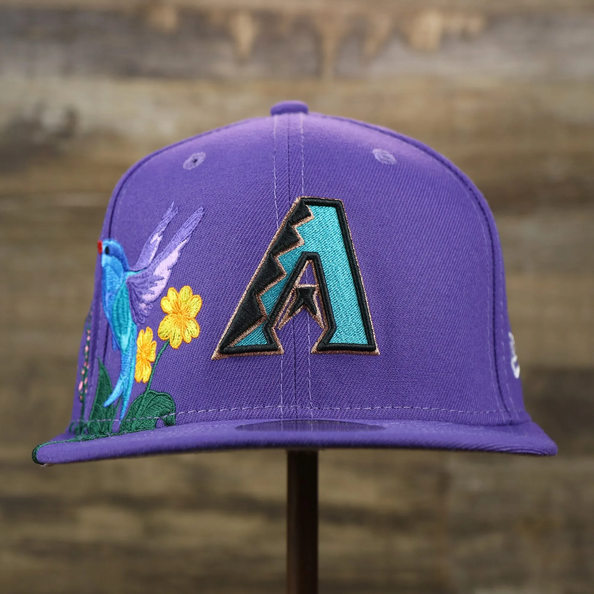 Cooperstown Arizona Diamondbacks Gray Bottom Bloom Spring Embroidery 59Fifty Fitted Cap | Purple 5950 Cap