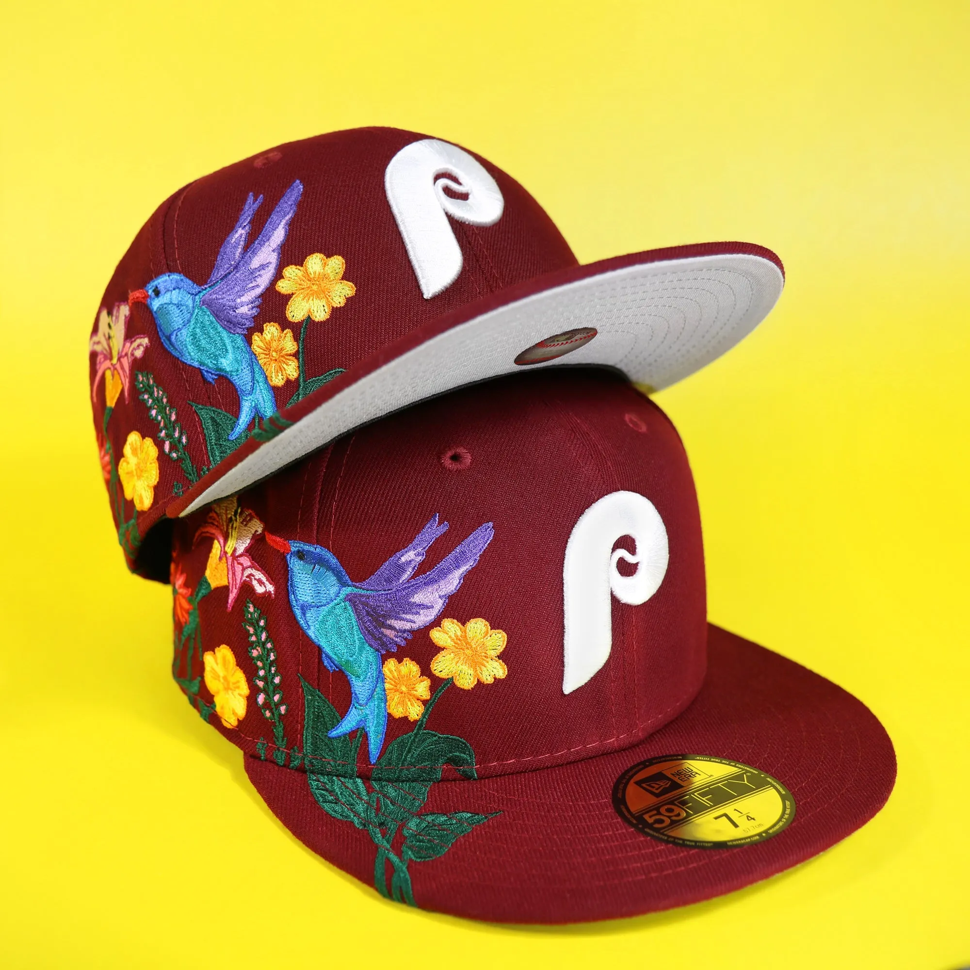 Cooperstown Philadelphia Phillies Gray Bottom Bloom Spring Embroidery 59Fifty Fitted Cap | Maroon 59Fifty Cap