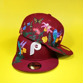 Cooperstown Philadelphia Phillies Gray Bottom Bloom Spring Embroidery 59Fifty Fitted Cap | Maroon 59Fifty Cap