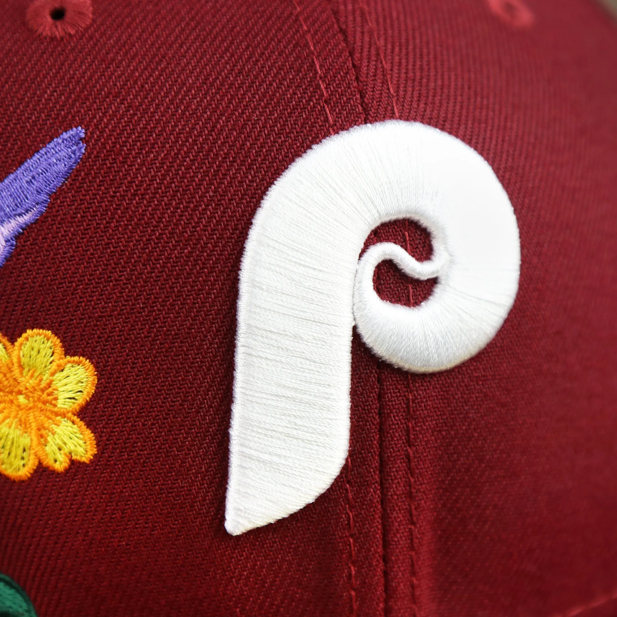 Cooperstown Philadelphia Phillies Gray Bottom Bloom Spring Embroidery 59Fifty Fitted Cap | Maroon 59Fifty Cap