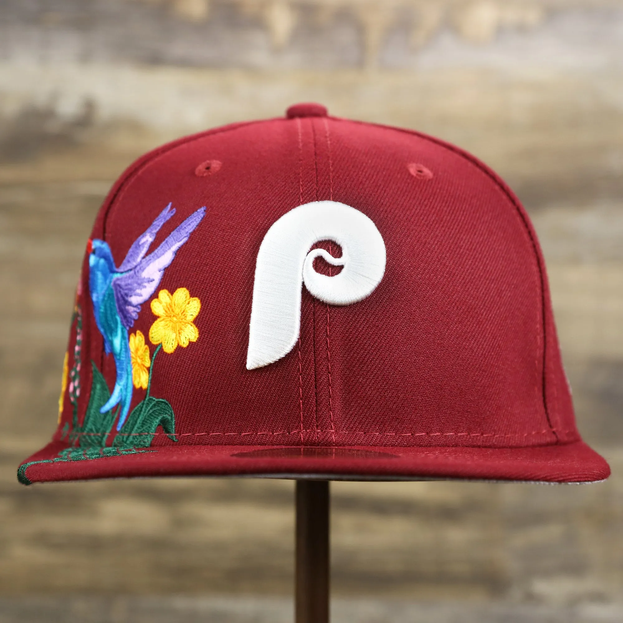 Cooperstown Philadelphia Phillies Gray Bottom Bloom Spring Embroidery 59Fifty Fitted Cap | Maroon 59Fifty Cap