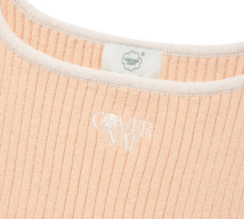 COVERNAT  |Rib Street Style Plain Cotton Logo Cropped Tops