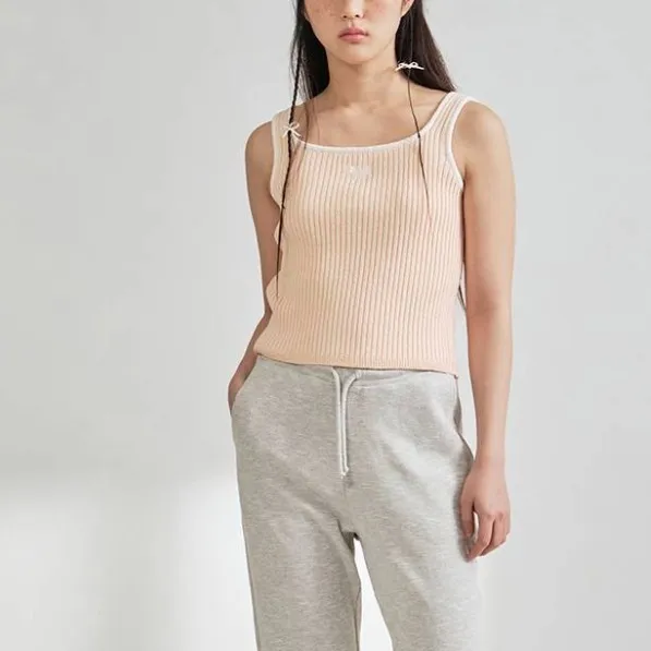 COVERNAT  |Rib Street Style Plain Cotton Logo Cropped Tops