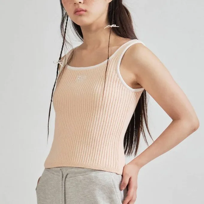 COVERNAT  |Rib Street Style Plain Cotton Logo Cropped Tops