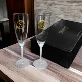 Custom Champagne Flute Glass Personalized Mimosa glasses - Monograms Elegant