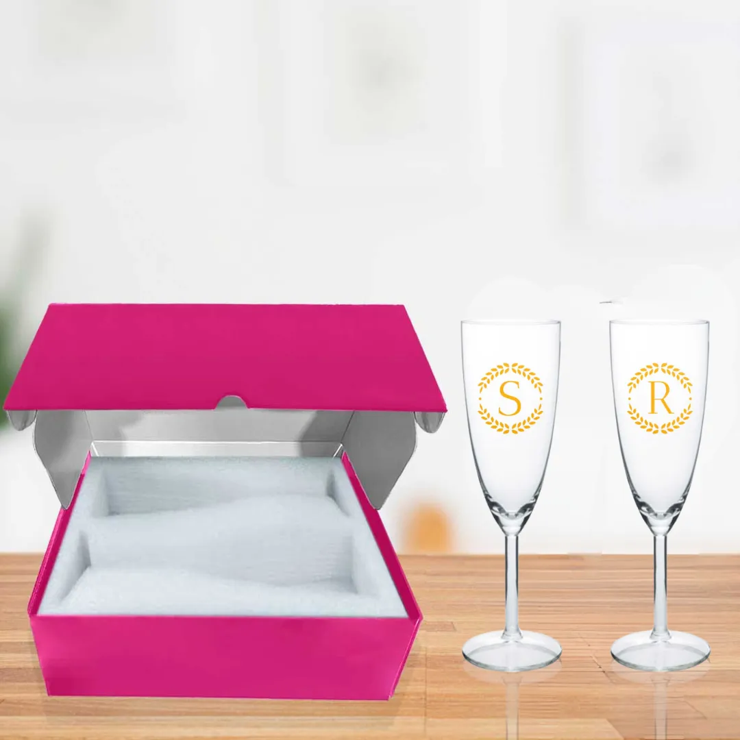 Custom Champagne Flute Glass Personalized Mimosa glasses - Monograms Elegant