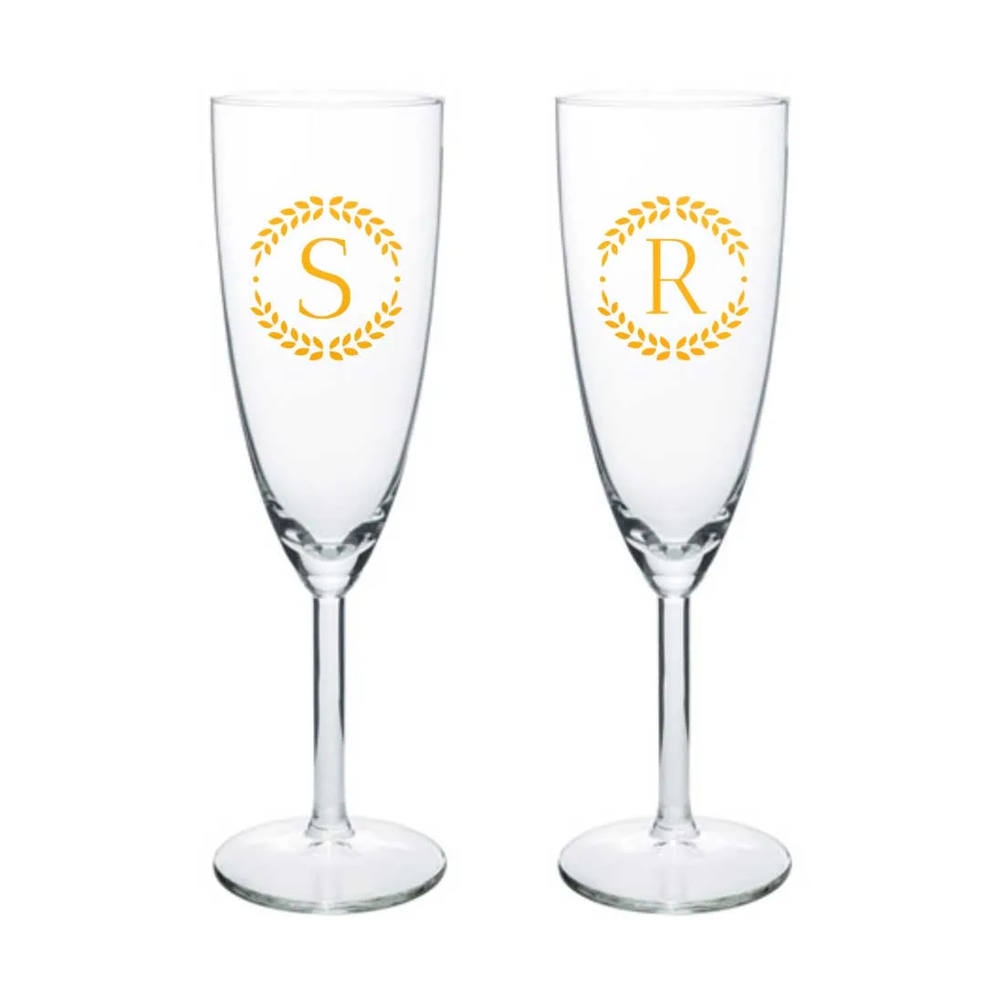 Custom Champagne Flute Glass Personalized Mimosa glasses - Monograms Elegant