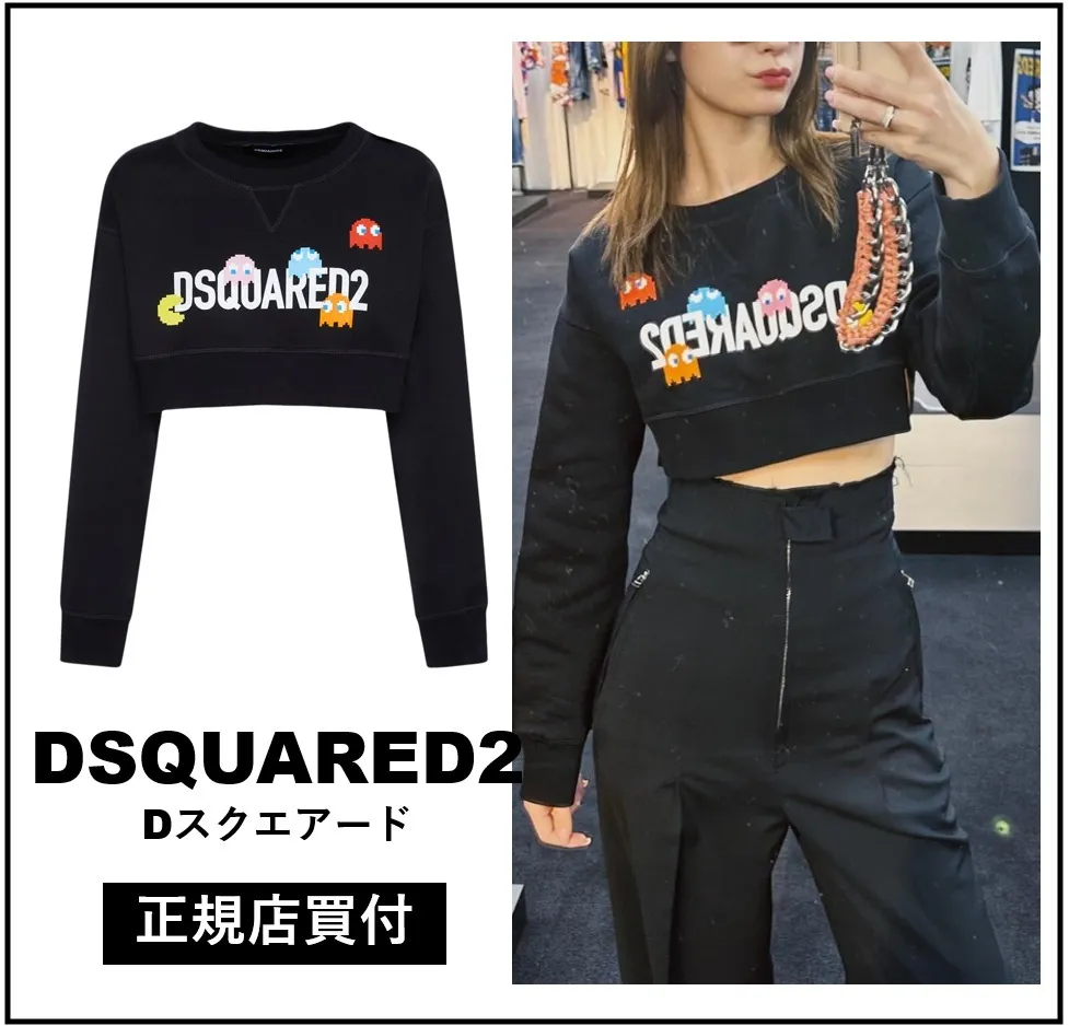 D SQUARED2  |Crew Neck Unisex Street Style Long Sleeves Plain Cotton Logo