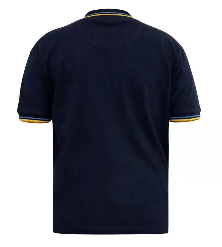 D555 Mens Navy Polo Shirt With Colour Rib Tipping On Collar and Cuffs (HAMFORD 1)