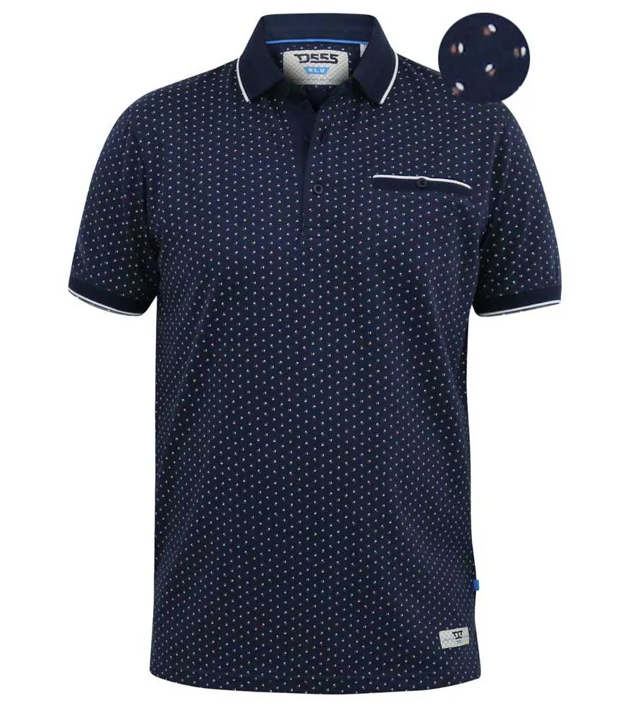 D555 Mens Polo Shirt With All Over Print and Jacquard Collar (DARWIN)