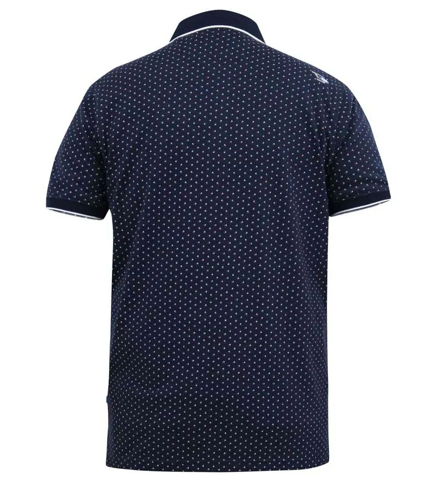 D555 Mens Polo Shirt With All Over Print and Jacquard Collar (DARWIN)