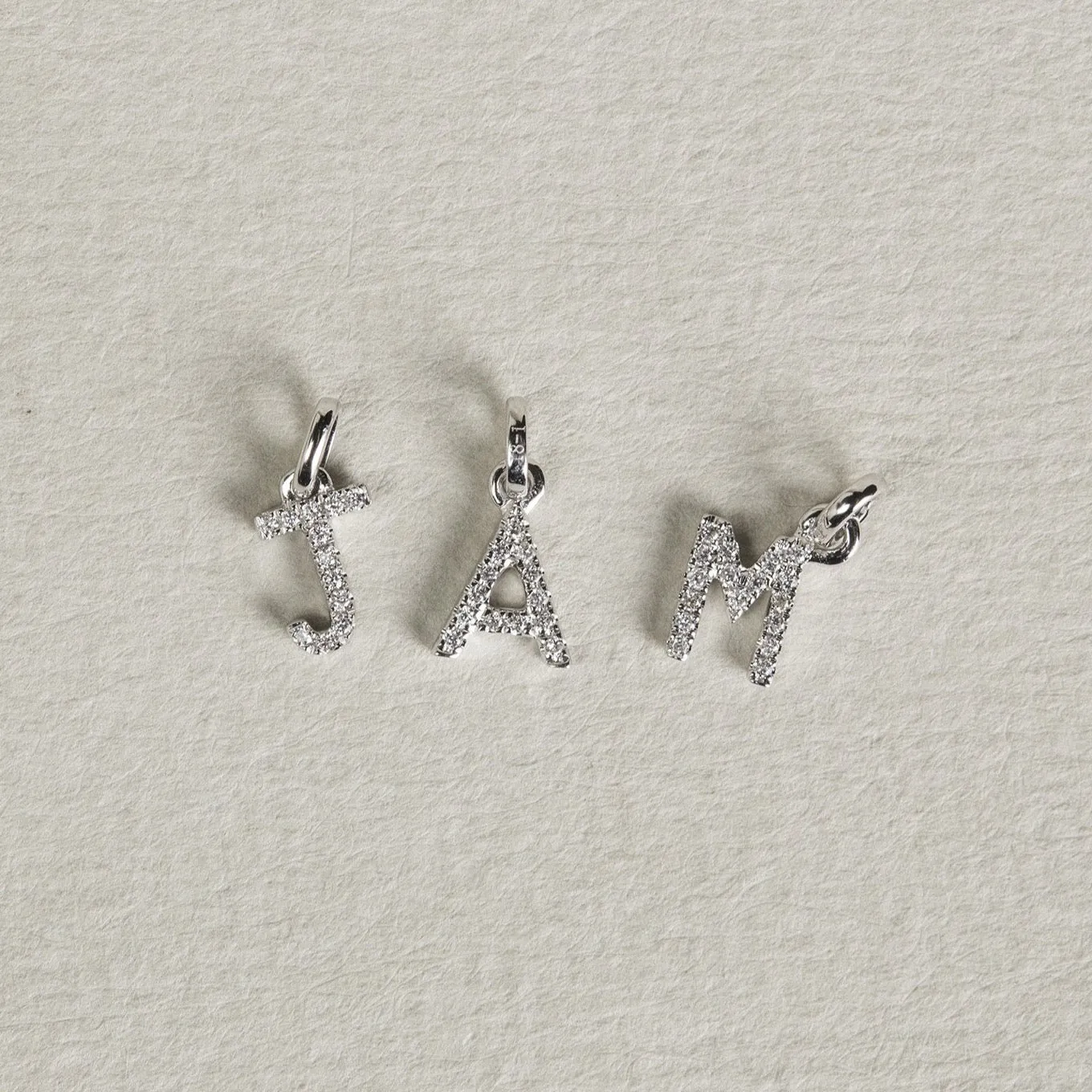 Diamond Letter Pendants on White Gold