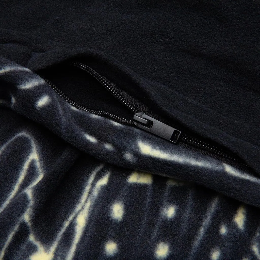 Dice Print Fleece Quarter Zip Pullover - Black/Cream