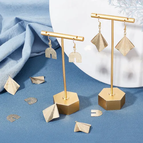 Earring Making Kit, Golden, Geometric Pendants, Brass Pendants, Earrings Hooks, Jump Rings