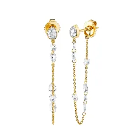 Eau de Rose Cut Diamond Iris Chain Earrings