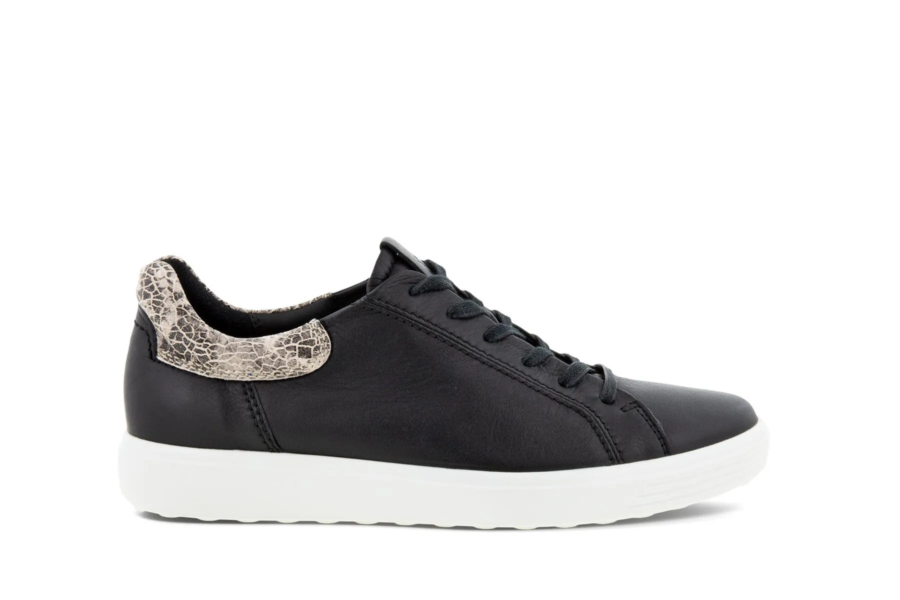 ECCO SOFT 7 WOMEN'S LONG-LACE SNEAKER - Black/Limestone Snake