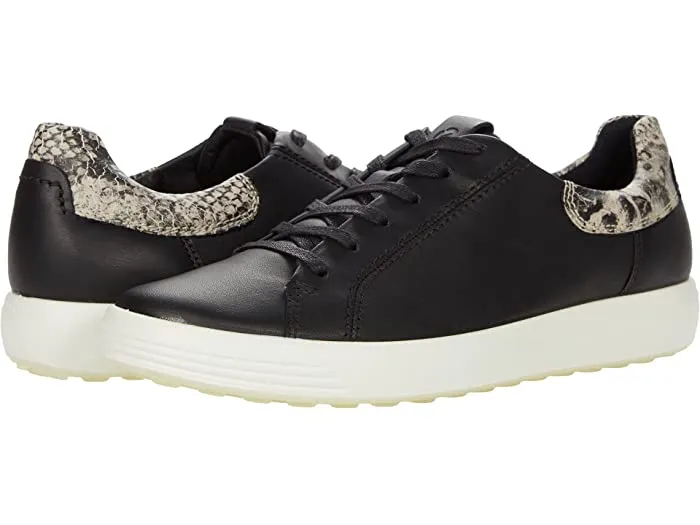 ECCO SOFT 7 WOMEN'S LONG-LACE SNEAKER - Black/Limestone Snake