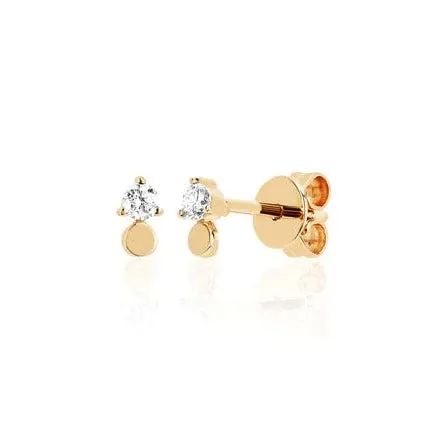 EF Collection - Single 14K Gold Disc Prong Set Diamond Stud Earring