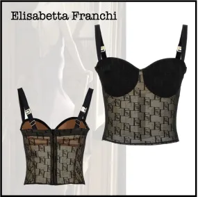 ELISABETTA FRANCHI  |Monogram Casual Style Sleeveless Party Style Elegant Style