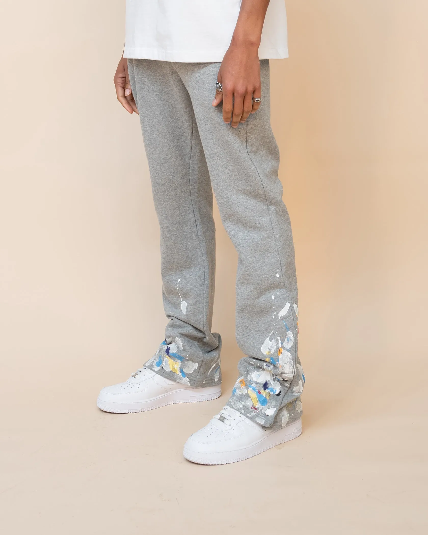 EPTM PAINT SNAP FLARED PANTS - HEATHER GREY