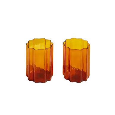 Fazeek Wave Glasses Set of 2, Amber