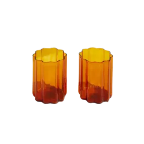 Fazeek Wave Glasses Set of 2, Amber