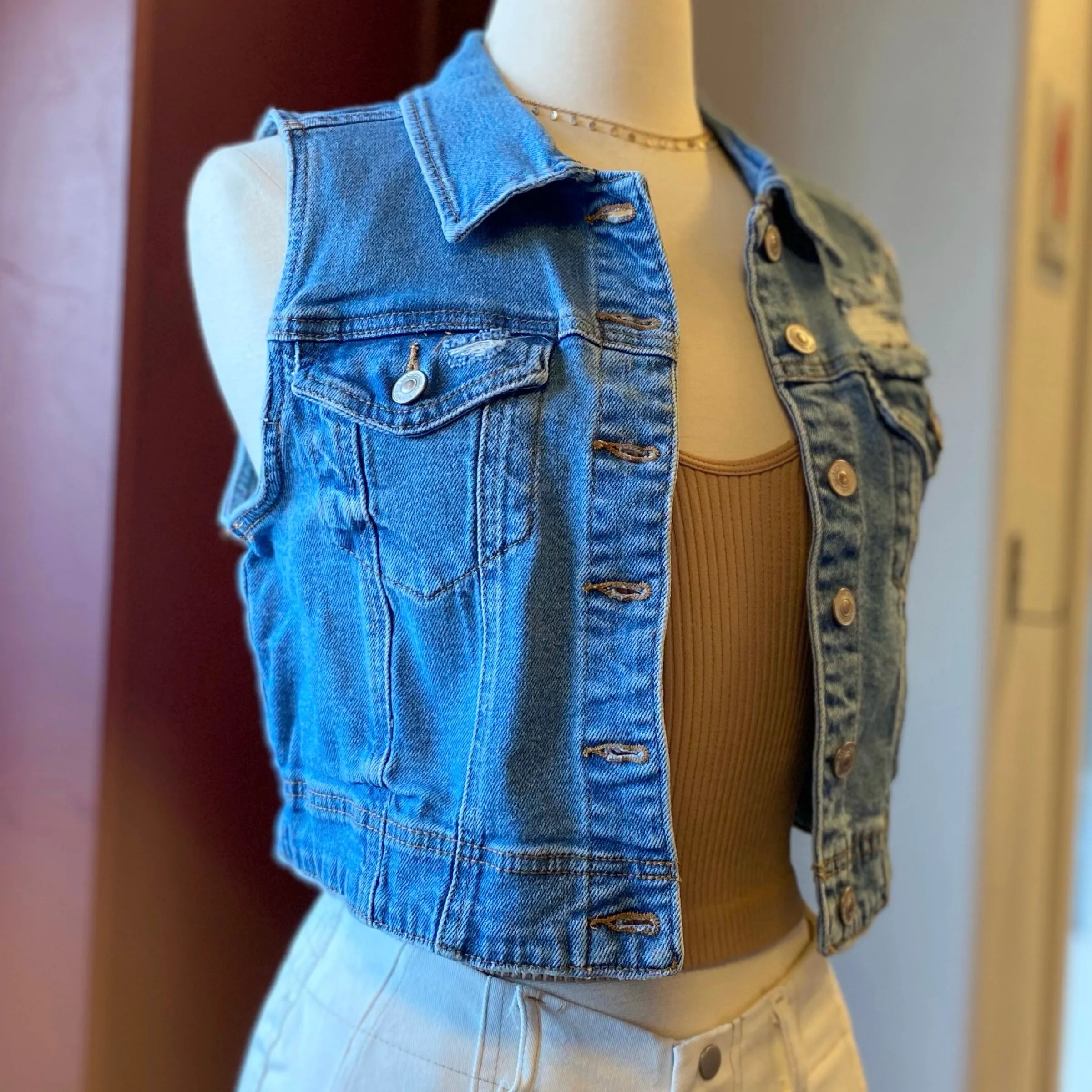 Find My Vibe Denim Boxy Vest