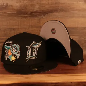 Florida Marlins Cooperstown City Cluster Side Patch Gray Bottom Black 59Fifty Fitted Cap