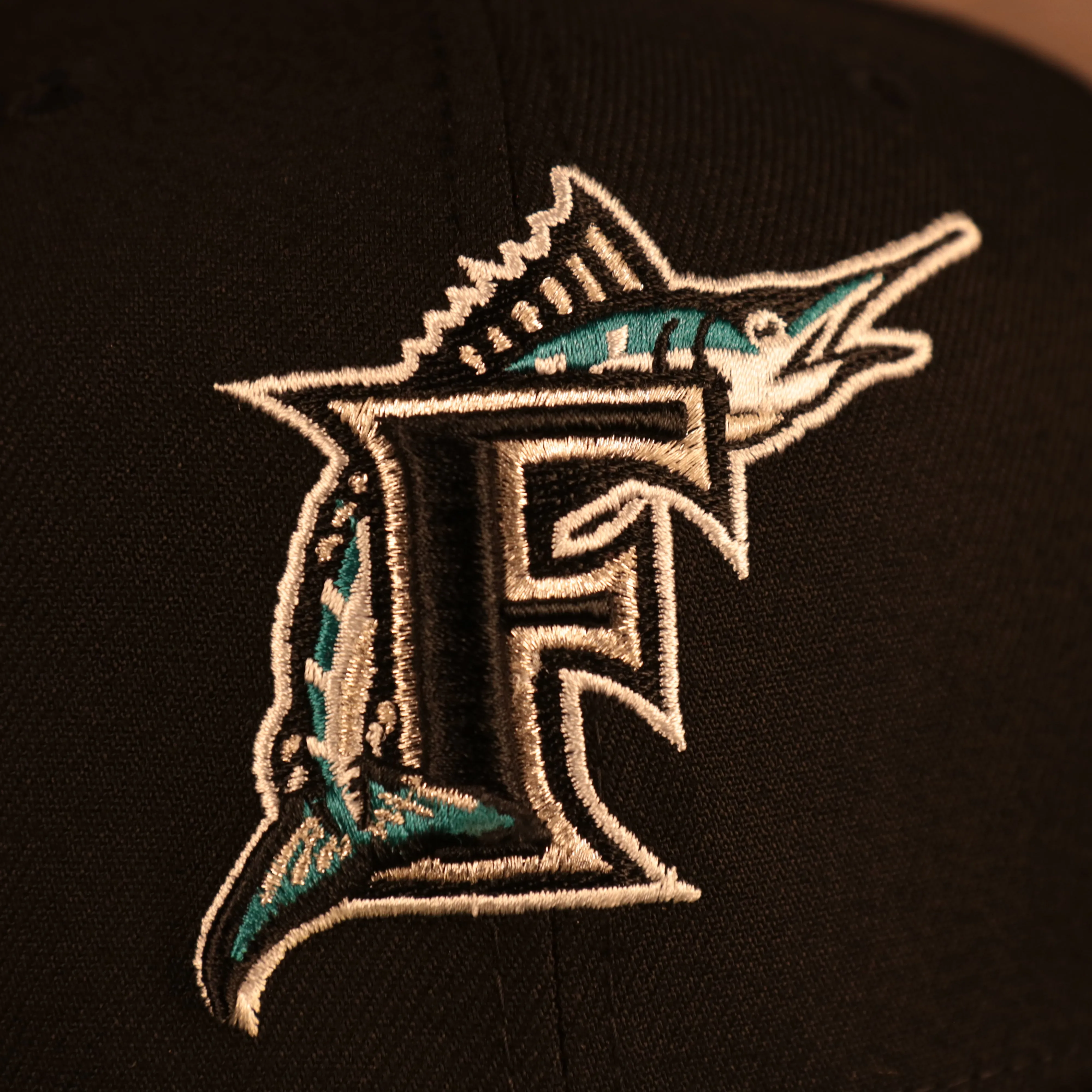 Florida Marlins Cooperstown City Cluster Side Patch Gray Bottom Black 59Fifty Fitted Cap