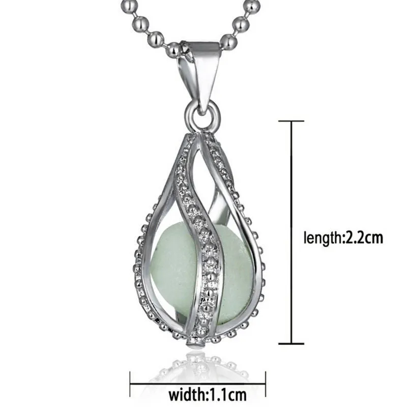 For Women Glowing Necklace Pendant Water Drop Glowing Stone Jewelry Charm Glow In The Dark Pendants Gift Necklace SM6