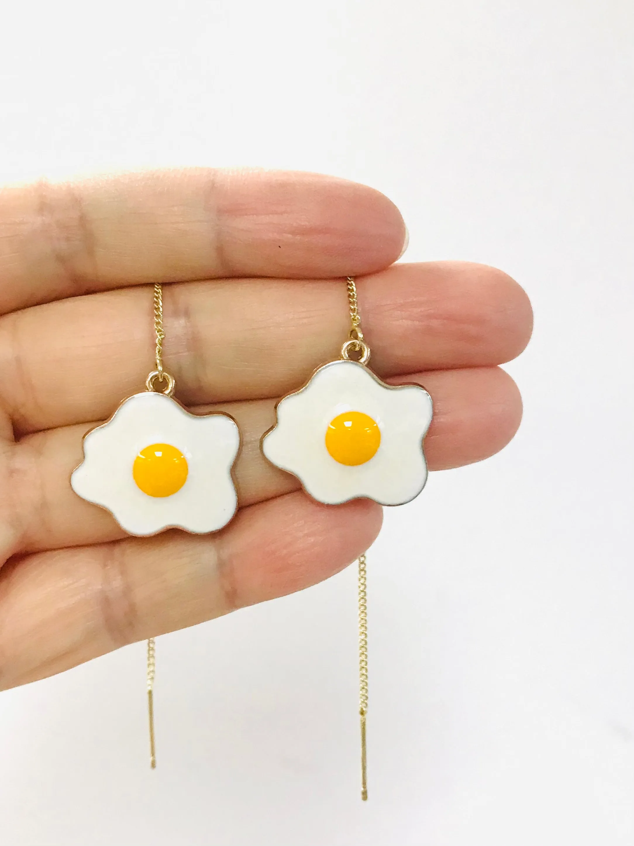 Fried Egg Threader Earrings