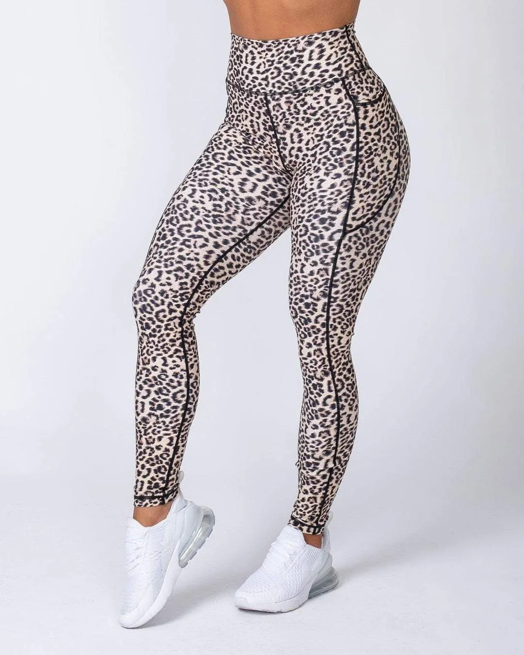 Full Length Pocket Leggings - Yellow Leopard