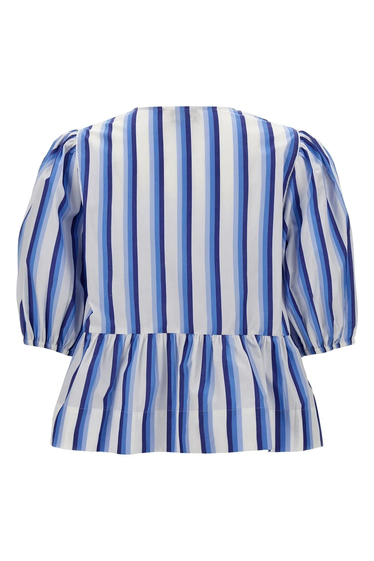 Ganni  |Stripes Casual Style Peplum Cotton Short Sleeves