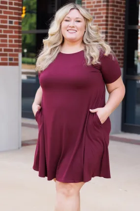 Getting Inspired Dress, Dark Burgundy