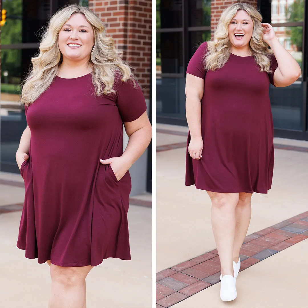 Getting Inspired Dress, Dark Burgundy