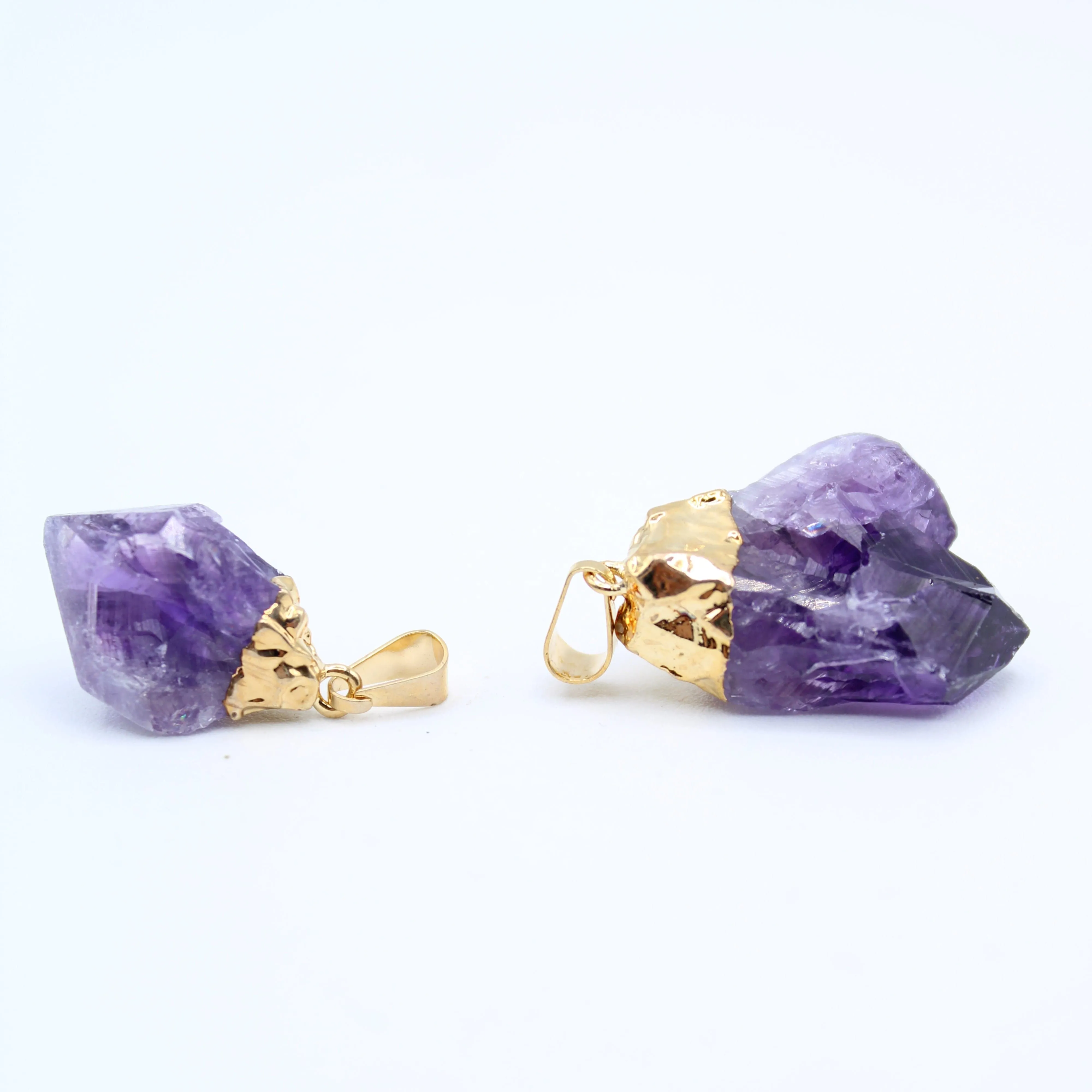 Gold Plated Amethyst Point Pendants