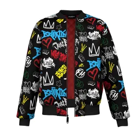 Graffiti Pattern Bomber Jacket