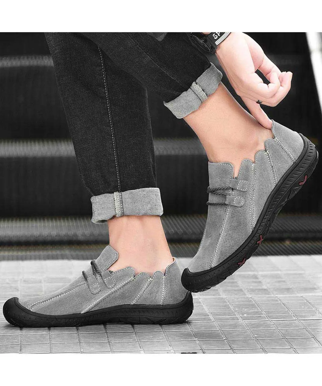 Grey join sewed style casual shoe sneaker