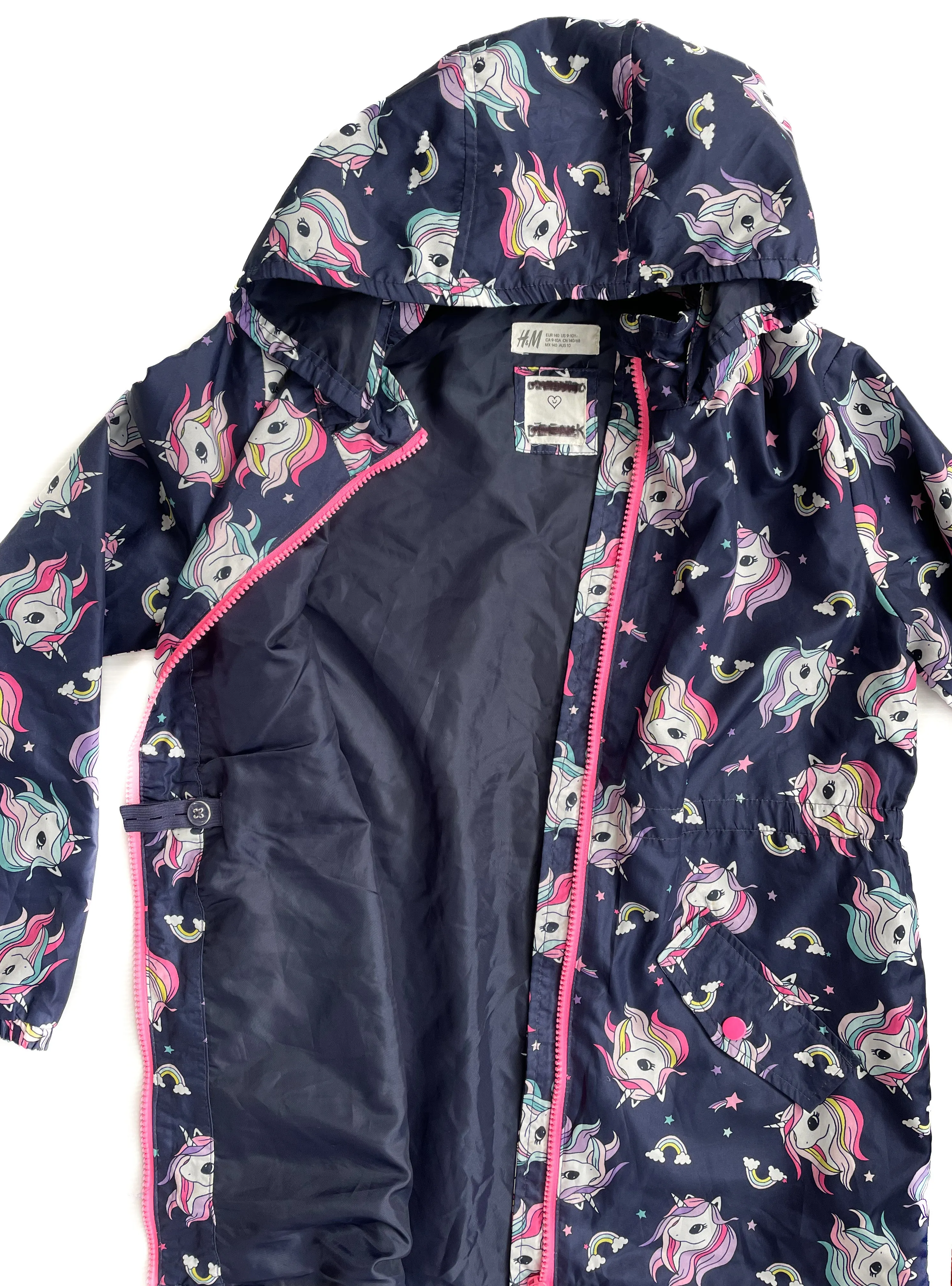 H&M unicorn rain jacket (9-10Y)