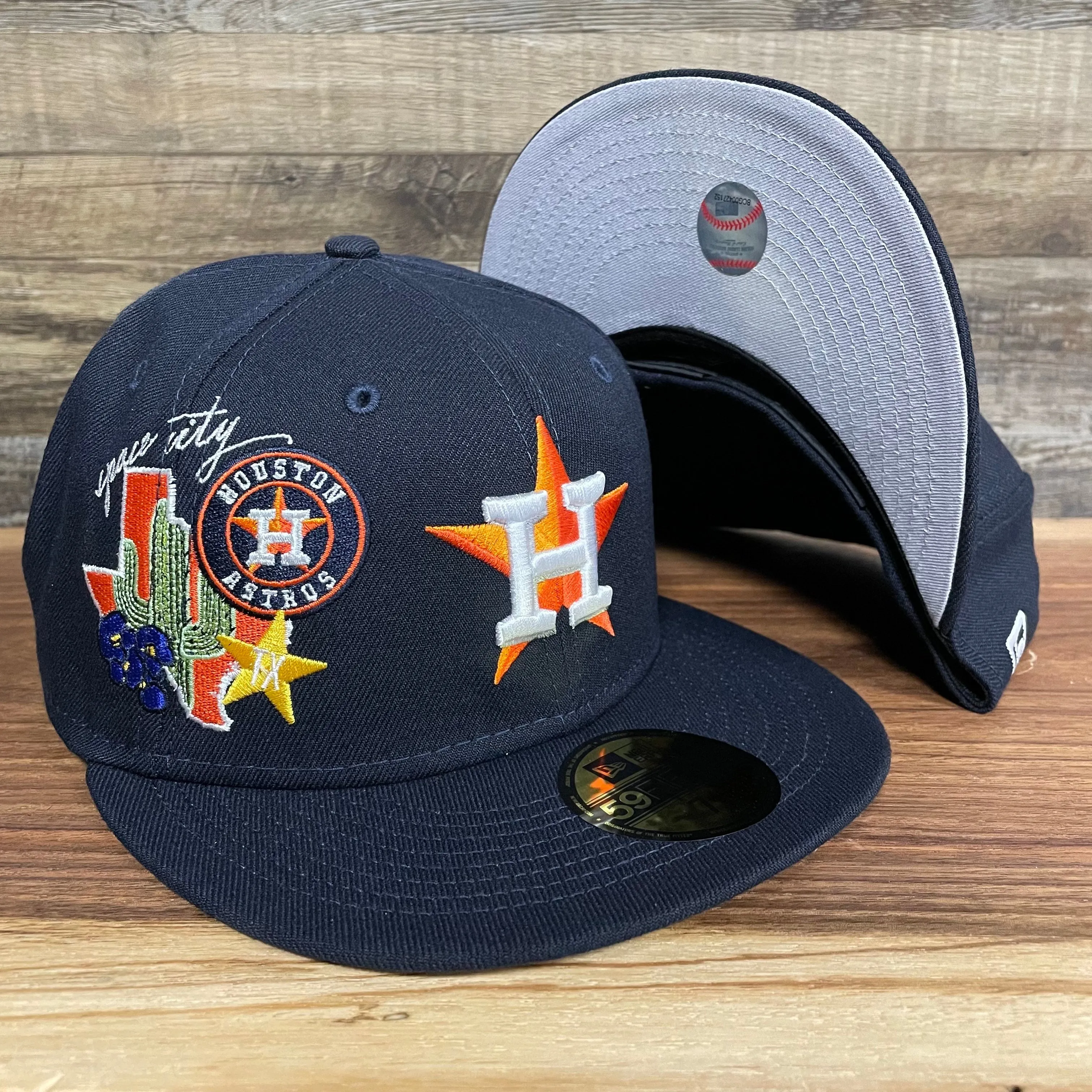 Houston Astros City Cluster Side Patch Gray Bottom Navy 59Fifty Fitted Cap