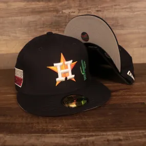 Houston Astros Iced Out Side Patch Cactus Texas Flag Gray Bottom Crystal Icons 59Fifty Fitted Cap