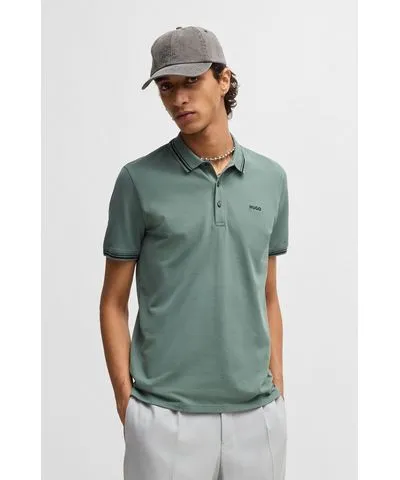 Hugo Stretch-cotton slim-fit polo shirt with printed logo